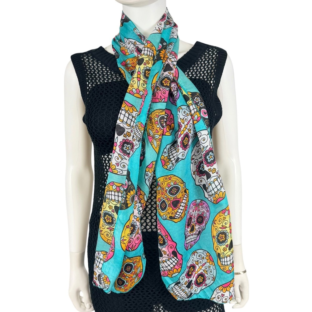 Sugar Skull Scarves Day of the Dead Goth Boho Festival Halloween Witchy 2